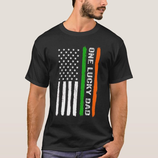 Camiseta One Lucky Dad Irish American Flag Ireland St Patri (Anverso)
