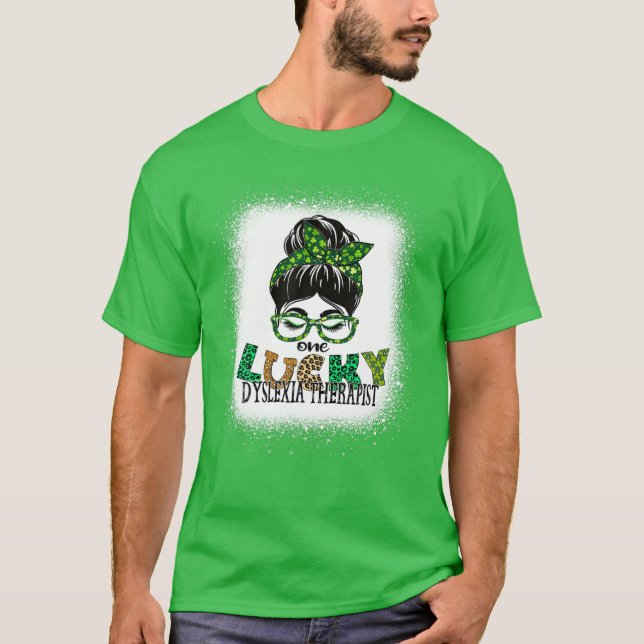 Camiseta One Lucky Dyslexia Therapist Bleached St Patricks (Anverso)