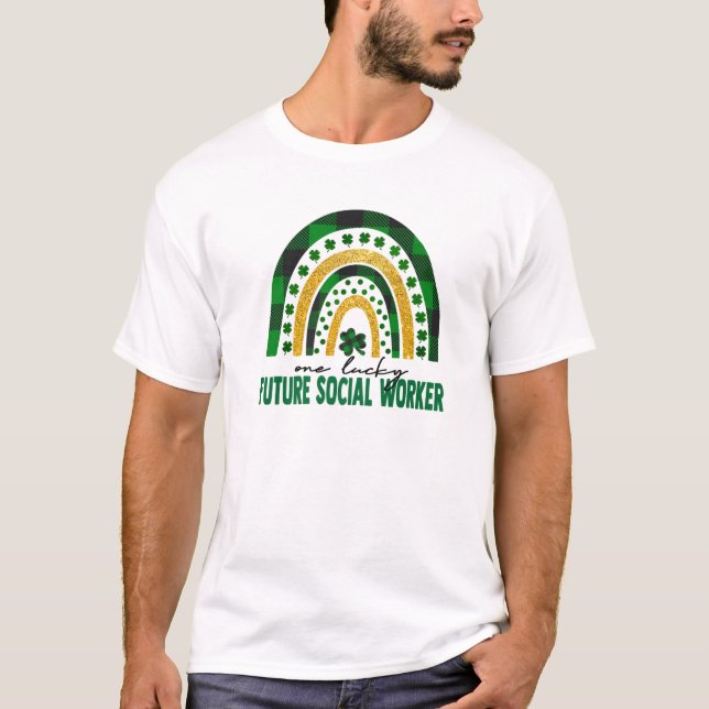 Camiseta One Lucky Future Social Worker Rainbow St Patricks (Anverso)