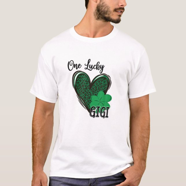 Camiseta One Lucky Gigi Leopard Heart St Patrick’S Day (Anverso)