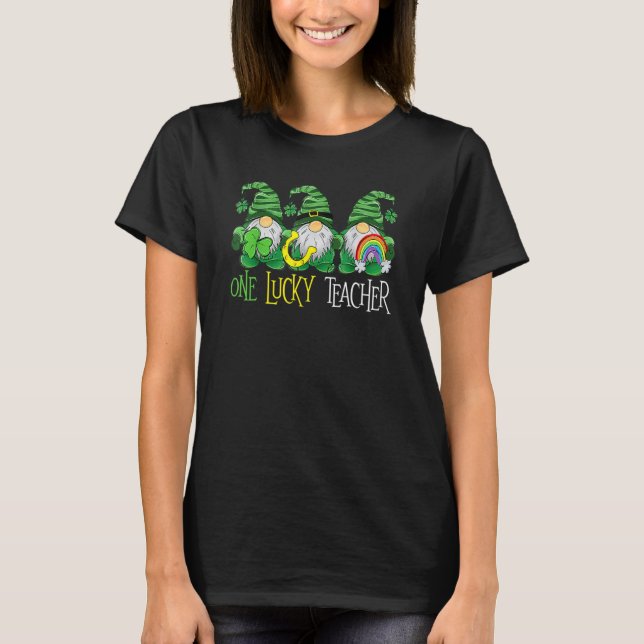 Camiseta One Lucky Gnomes Teacher St Patricks Day Gnomes Te (Anverso)