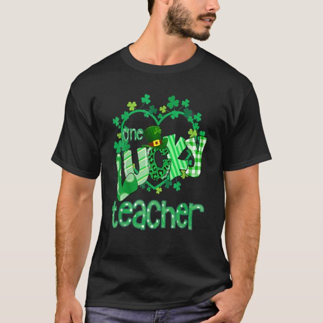 Camiseta One Lucky heart Grade Teacher Happy St Patrick's D (Anverso)