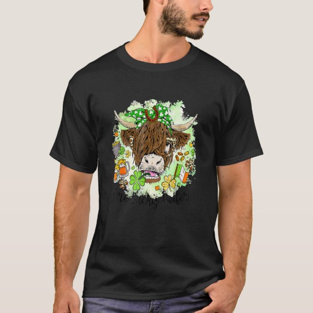 Camiseta One Lucky Heifer Happy St Patrick's Day Shamrock W (Anverso)
