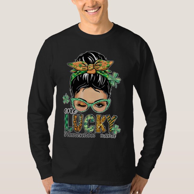 Camiseta One Lucky Homeschool Mama  St Patrick's Day (Anverso)