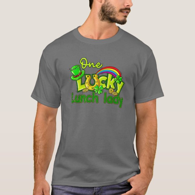 Camiseta One Lucky Lunch Lady St Patricks Day Shamrock Cafe (Anverso)
