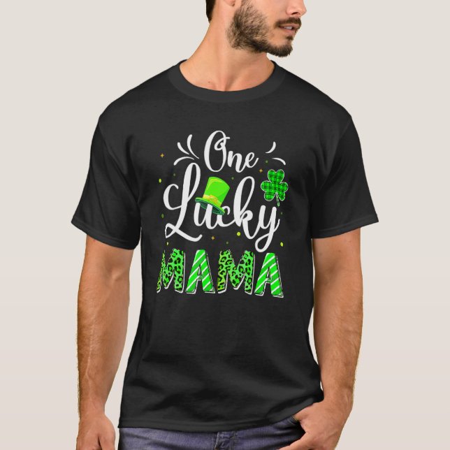 Camiseta One Lucky Mama Irish Shamrock Leopard St Patrick's (Anverso)