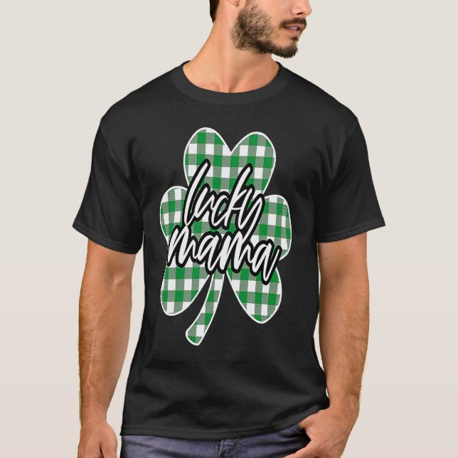 Camiseta One Lucky Mama Shamrock Plaid Check St Patricks Da (Anverso)