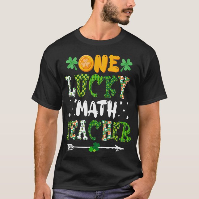 Camiseta One Lucky Math Teacher St Patricks Day Buffalo Pla (Anverso)