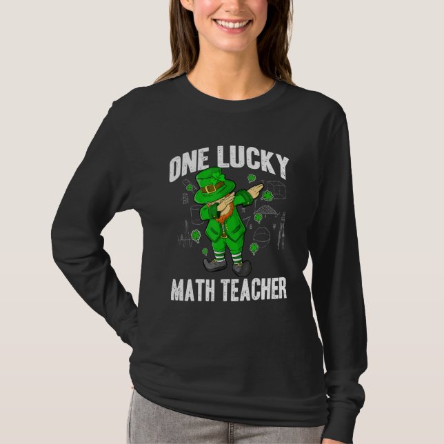 Camiseta One Lucky Math Teacher St Patricks Day Dabbing Lep (Anverso)