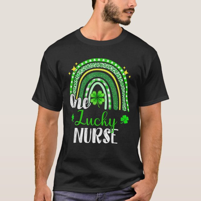 Camiseta One Lucky Nurse Leopard Print Rainbow St Patrick’S (Anverso)
