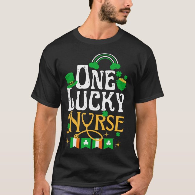Camiseta One Lucky Nurse St Patricks Day Funny Irish Shamro (Anverso)