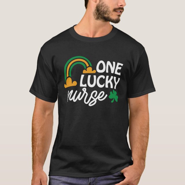 Camiseta One Lucky Nurse  St Patrick's Day Pot of Gold Rain (Anverso)