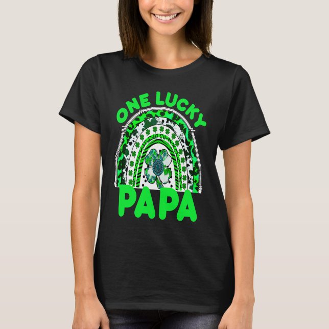 Camiseta One Lucky Papa Good Luck Green Rainbow Shamrock Le (Anverso)