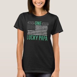 Camiseta One Lucky Papa, Retro US Flag Funny Father's Day D