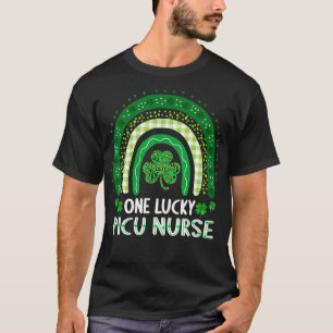 Camiseta One Lucky PICU Nurse Women Shamrock Rainbow St Pat