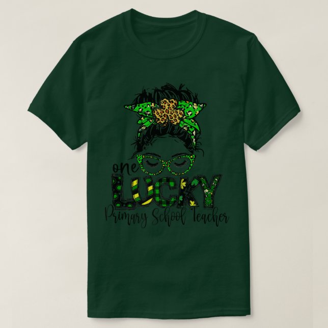 Camiseta One Lucky Primary School Teacher St Patrick Day Te (Diseño del anverso)
