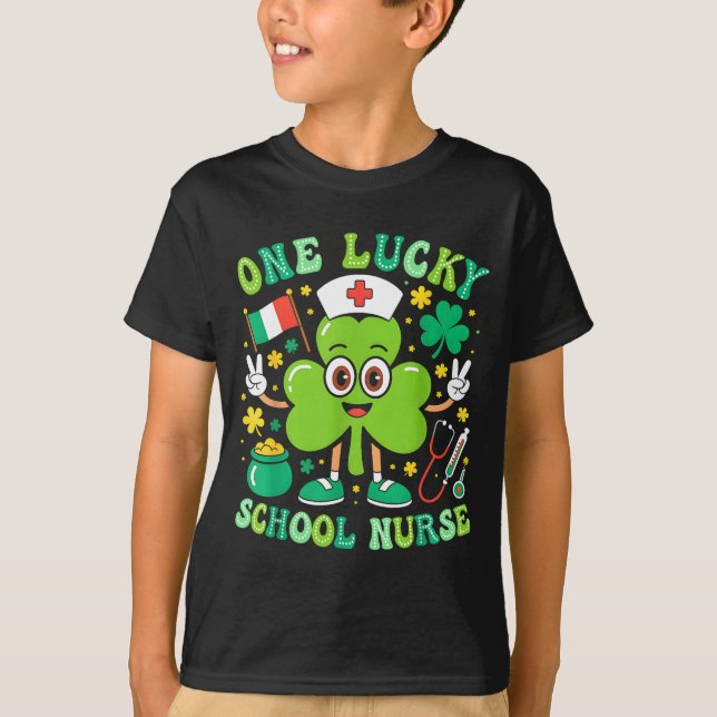 Camiseta One Lucky School Nurse St Patrick's Day Shamrock I (Anverso)