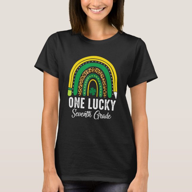 Camiseta One Lucky Seventh Grade Rainbow St Patricks Day Te (Anverso)