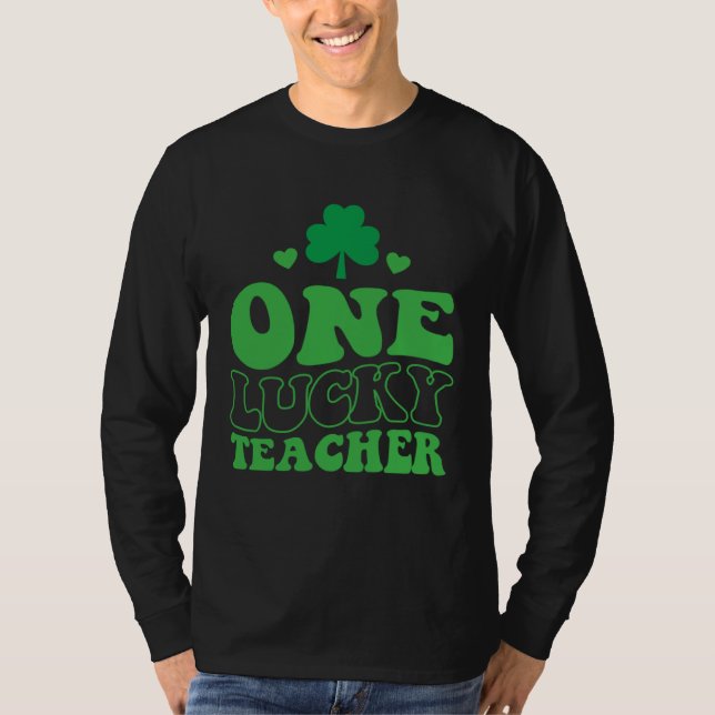 Camiseta One Lucky Teacher Groovy Retro St Patrick's Day Sh (Anverso)
