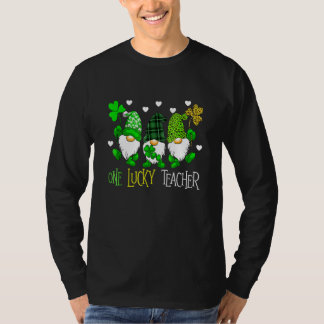 Camiseta One Lucky Teacher Irish Gnome Leopard Patricks Day