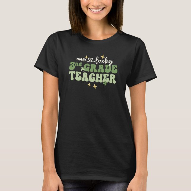 Camiseta One Lucky Teacher Retro 2nd Grade Teacher St Patri (Anverso)
