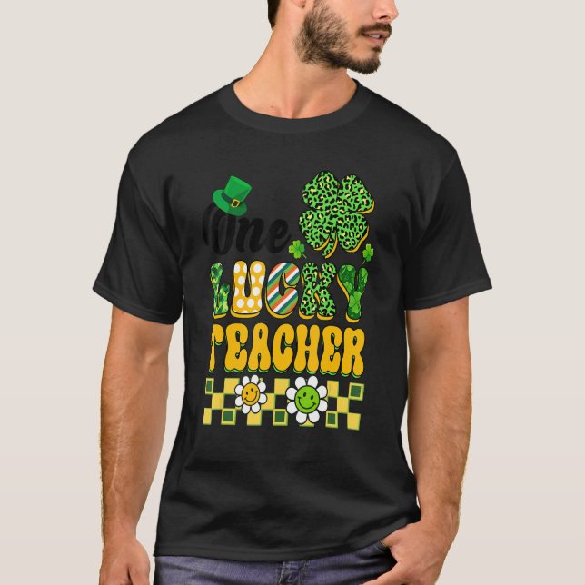 Camiseta One Lucky Teacher St Patricks Day Teacher Groovy V (Anverso)
