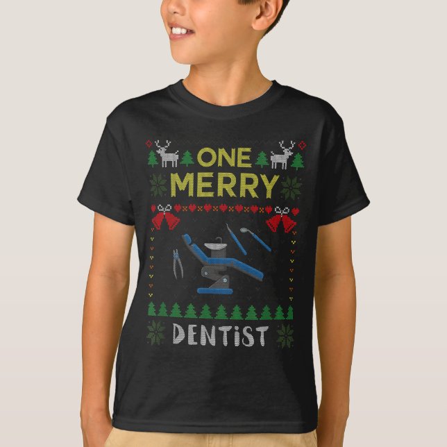 Camiseta One Merry Dentist Dental Doctor Ugly Christmas Swe (Anverso)