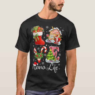 Camiseta One Merry Nana Love Nana Life Merry Christmas Cook