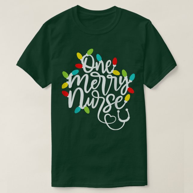 Camiseta One Merry Nurse Funny Holiday Christmas Stethoscop (Diseño del anverso)