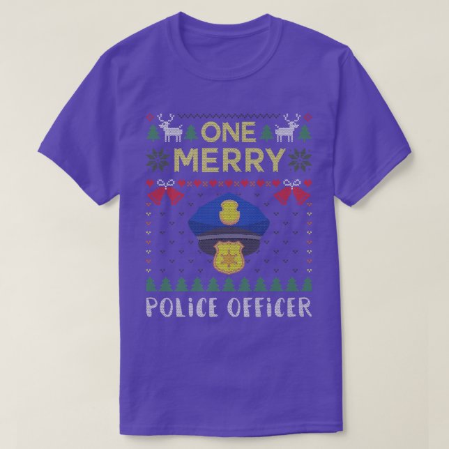 Camiseta One Merry Police Officer Policeman Ugly Christmas  (Diseño del anverso)