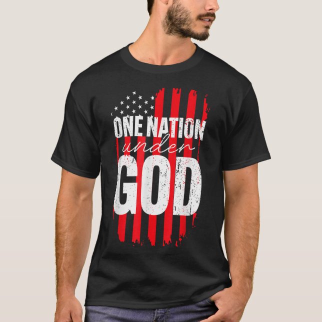 Camiseta One Nation Under God American Flag Christian Jesus (Anverso)