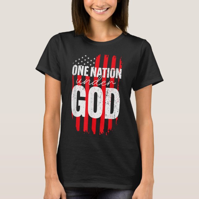 Camiseta One Nation Under God American Flag Christian Jesus (Anverso)