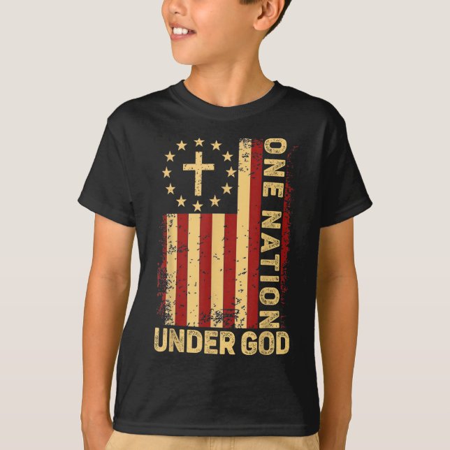Camiseta One Nation Under God Jesus Christian Cross America (Anverso)