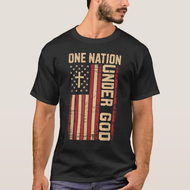 Camiseta One Nation Under God USA Patriotic Christian (Anverso)