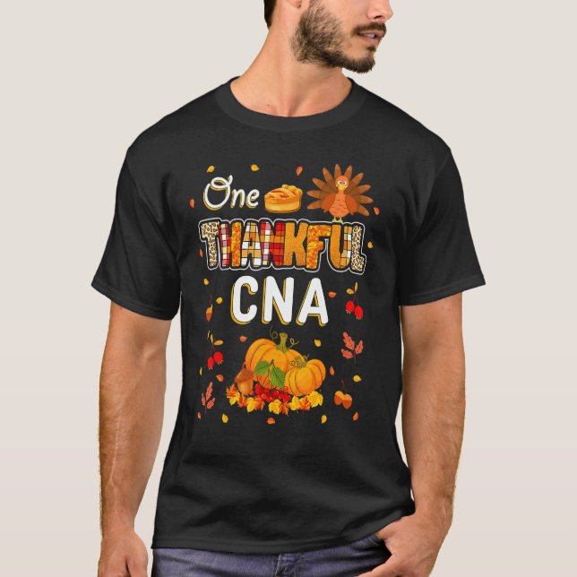 Camiseta One Thankful CNA Fall Leaves Autumn CNA Thanksgivi (Anverso)