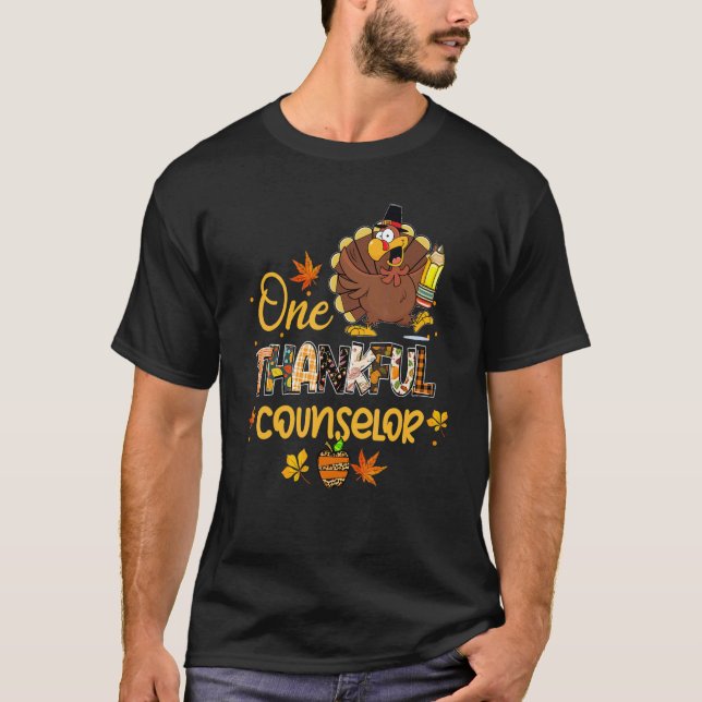Camiseta One Thankful Counselor Turkey Pilgrim Hat Thanksgi (Anverso)