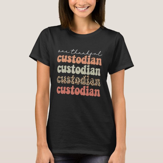 Camiseta One Thankful Custodian Autumn Tree Fall Leaves Tha (Anverso)