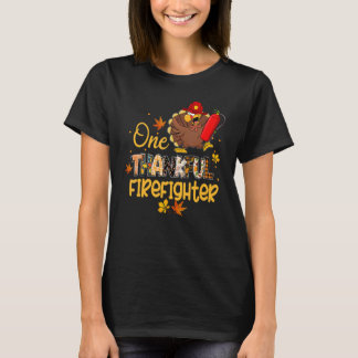 Camiseta One Thankful Firefighter Turkey Pilgrim Hat Thanks