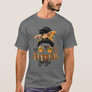 Camiseta One Thankful Gigi Messy Bun Women Fall Thanksgivin