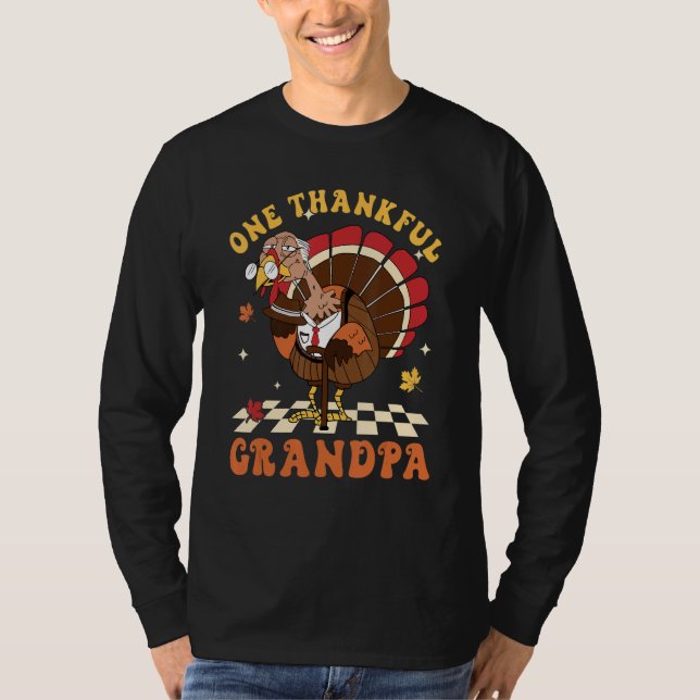 Camiseta One Thankful Grandpa Turkey Autumn Fall Thanksgivi (Anverso)