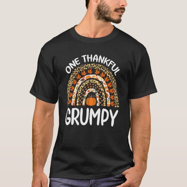 Camiseta One Thankful Grumpy Thanksgiving Rainbow Leopard F (Anverso)