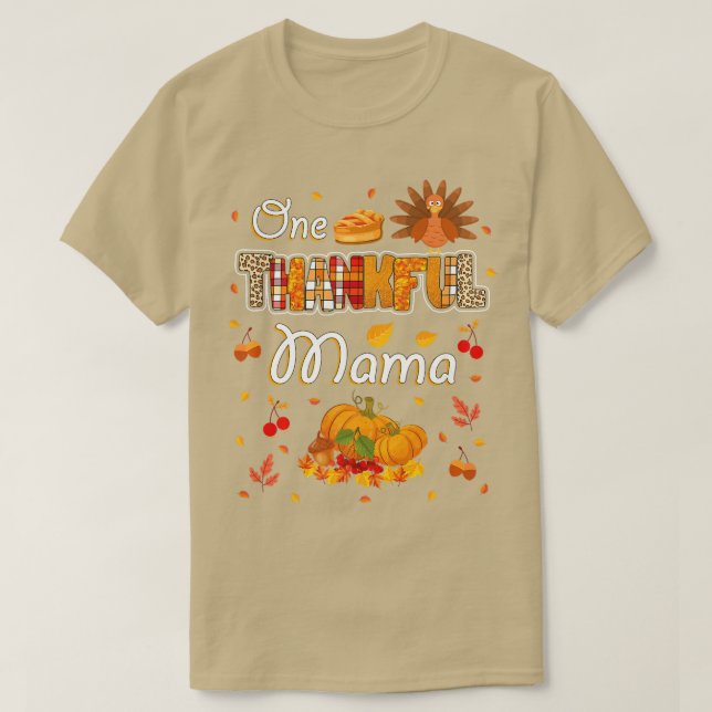 Camiseta One Thankful Mama Fall Leaves Autumn Mother Thanks (Diseño del anverso)