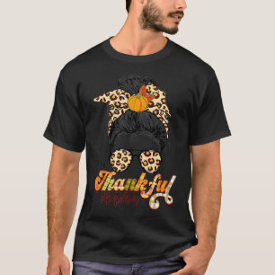 Camiseta One Thankful Mama Funny Messy Bun Fall Autumn Than