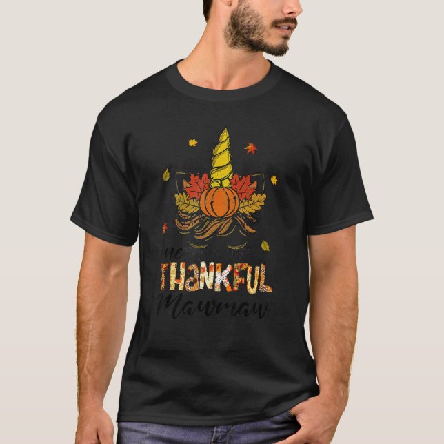 Camiseta One Thankful Mawmaw Unicorn Face Fall Autumn Thank (Anverso)