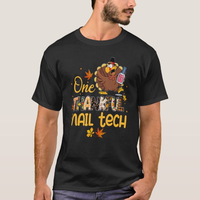 Camiseta One Thankful Nail Tech Turkey Pilgrim Hat Thanksgi (Anverso)