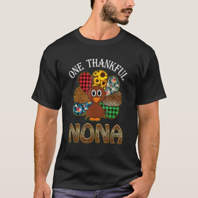 Camiseta One Thankful Nona Turkey Leopard Thankgivings  1 (Anverso)