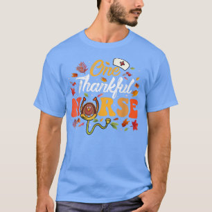 Camiseta One Thankful Nurse Stethoscope Turkey Autumn Leave