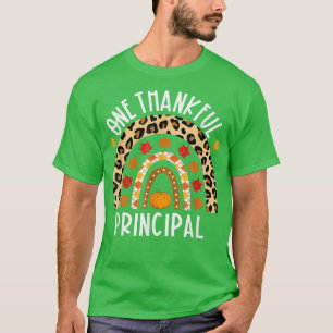 Camiseta One Thankful Principal Leopard Rainbow Thanksgivin