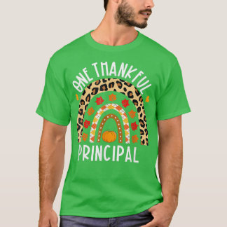 Camiseta One Thankful Principal Leopard Rainbow Thanksgivin