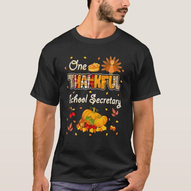 Camiseta One Thankful School Secretary Fall Autumn Thanksgi (Anverso)